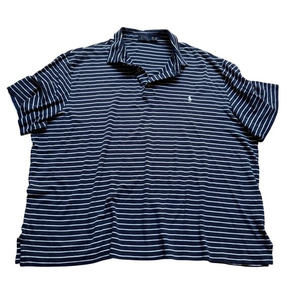Polo Ralph Lauren Size 4XB Navy White Stripe Classic Fit Short Sleeve Polo Shirt - Picture 1 of 10